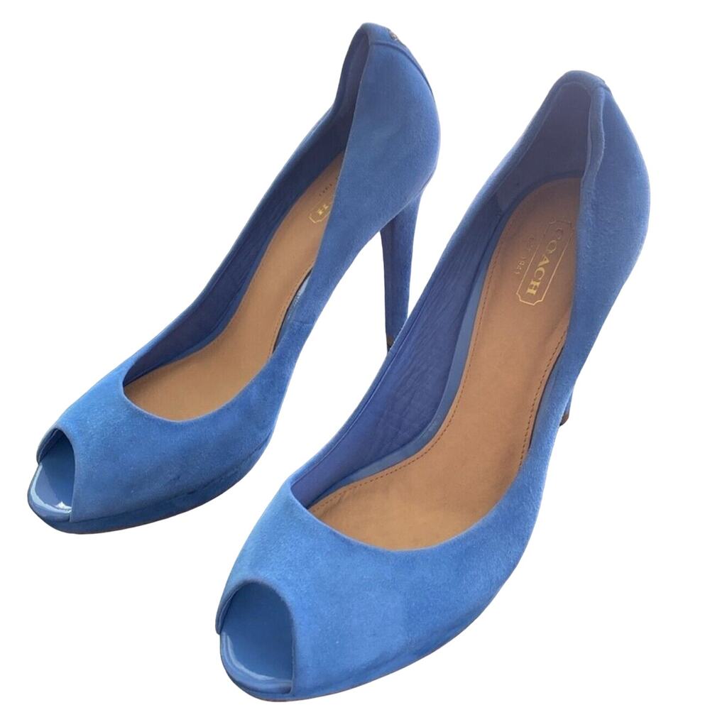 Coach Vibrant Blue Suede Heels